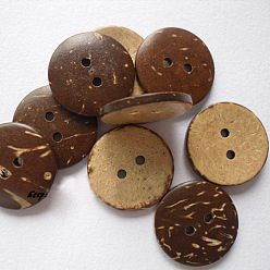 Bois Solide Boutons d'artisanat avec 2 trou dans la forme ronde, bouton de noix de coco, trou de burlywood 20 mm de diamètre: 2 mm