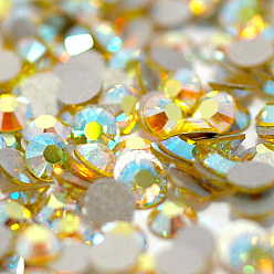 Citrine Glass Flat Back Rhinestone, Grade A, Back Plated, Faceted, AB Color, Half Round, Citrine, SS16, 3.8~4.0mm, 1440pcs/bag