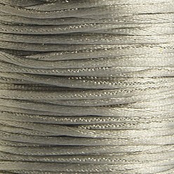 Dark Gray Nylon Cord, Satin Rattail Cord, for Beading Jewelry Making, Chinese Knotting, Dark Gray, 2mm, about 50yards/roll(150 feet/roll)