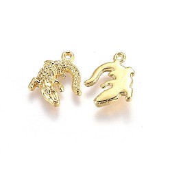 Real 18K Gold Plated Alloy Pendants, Ocean Theme, Lead Free & Nickel Free & Cadmium Free, Crocodile/Alligator, Real 18K Gold Plated, 17x13.5x3mm, Hole: 1mm