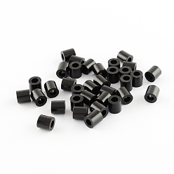 Negro Perlas de fusibles pe, perlas melty bricolaje, tubo, negro, 5x5 mm, Agujero: 3 mm, sobre 8000 unidades / 500 g