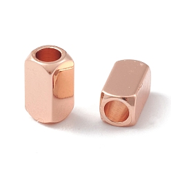 Rose Gold Rack Plating Brass Beads, Cadmium Free & Lead Free, Long-Lasting Plated, Cuboid, Rose Gold, 6x3x3mm, Hole: 2mm