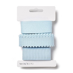 Light Sky Blue 9 Yards 3 Styles Polyester Ribbon, for DIY Handmade Craft, Hair Bowknots and Gift Decoration, Sky Blue Color Palette, Light Sky Blue, 1~1-1/8 inch(25~28mm), about 3 yards/style