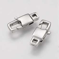 Stainless Steel Color 304 Stainless Steel Lobster Claw Clasps, Rectangle, Stainless Steel Color, 15x7x3.5mm, Hole: 2mm