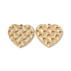 Real 18K Gold Plated Ion Plating(IP) 304 Stainless Steel Pendants, Heart Charms, Real 18K Gold Plated, 19.5x20x2mm, Hole: 1.2mm