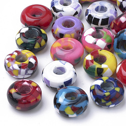 Mixed Color Resin Beads, Large Hole Beads, Rondelle, Mixed Color, 14x7.5~8mm, Hole: 5.5mm