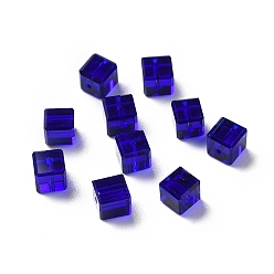 Bleu Foncé Verre imitation perles de cristal autrichien, facette, suqare, bleu foncé, 5.5x5.5x5.5mm, Trou: 1mm