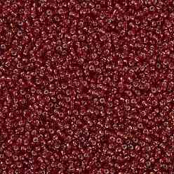 (RR10) Огненно-красный с Серебряной Подкладкой Миюки круглые бусины рокайль, японский бисер, 8/0, (rr 10) серебристо-огненно-красный, 8/0, 3 мм, отверстие : 1 мм, Около 2111~2277 шт / 50 г