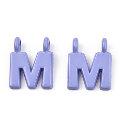 Letter M Rack Plating Spray Painted Alloy 2-Loop Link Pendants, Letter Charms, Lead Free & Nickel Free & Cadmium Free, Letter.M, 14.5x11.5x2mm, Hole: 2mm