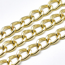 Golden Aluminium Curb Chains, with Spool, Unwelded, Golden, 11.5x8x1.8mm, about 82.02 Feet(25m)/roll