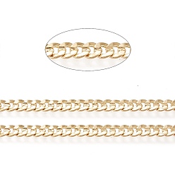 Chapado en Oro Real 18K Latón cubano cadenas de eslabones, cadenas de bordillo gruesas, con carrete, larga duración plateado, soldada, real 18 k chapado en oro, 6x5.5x1.5 mm, aproximadamente 16.4 pies (5 m) / rollo