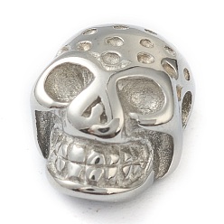 Stainless Steel Color 304 Stainless Steel Beads, Skull, for Halloween, Stainless Steel Color, 13.5x9.5x7mm, Hole: 1.8mm