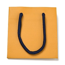 Оранжевый Бумага подарочные пакеты, прямоугольные сумки для покупок, свадебные подарочные пакеты с ручками, оранжевые, складка: 12x10.9x0.25 см, развернуть: 12x10.9x6 см