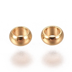 Oro 201 de acero inoxidable perlas espaciadoras, Rondana plana, dorado, 2x0.9 mm, agujero: 1.2 mm