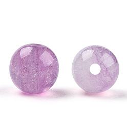 Orchid Round Imitation Cat Eye Resin Beads, with Glitter Powder, Orchid, 8mm, Hole: 1.6~1.8mm