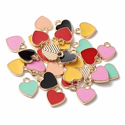 Mixed Color Alloy Enamel Charms, Heart, Light Gold, Mixed Color, 12x10x2mm, Hole: 2mm