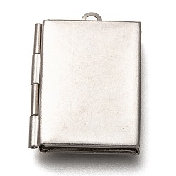 Stainless Steel Color 316 Stainless Steel Locket Pendants, Photo Frame Charms for Necklaces, Rectangle, Stainless Steel Color, 26x19x5mm, Hole: 1.8mm, Inner Diameter: 15x10mm