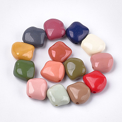 Mixed Color Acrylic Beads, Nuggets, Mixed Color, 23.5x23x12.5mm, Hole: 2.5mm, about 125pcs/500g