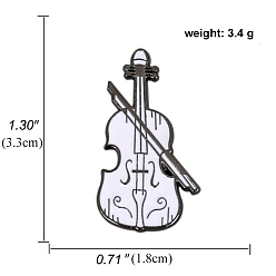 Violin Musical Instruments White Enamel Pins, Alloy Brooch for Music Lovers, Violin, 33x18mm