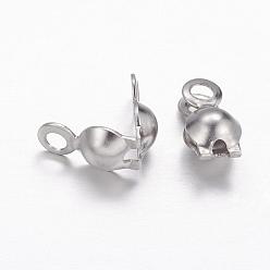 Stainless Steel Color 304 Stainless Steel Bead Tips, Calotte Ends, Clamshell Knot Cover, Stainless Steel Color, 8.5x4mm, Hole: 1.5mm