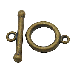 Bronze Antique Laiton fermoirs toggle, bronze antique, anneau: 14x11x2 mm, trou: 1.5 mm, bar: 19x6 mm