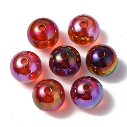 FireBrick UV Plating Rainbow Iridescent Acrylic Beads, Round, FireBrick, 15.5x15mm, Hole: 2.7mm