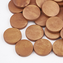 Chocolate Cuentas de madera de pera natural, teñido, plano y redondo, chocolate, 20x5 mm, agujero: 2 mm