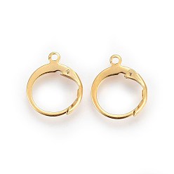 Real 24K Gold Plated 304 Stainless Steel Leverback Earring Findings, with Loop, Real 24K Gold Plated, 14.5x12.5x2mm, Hole: 1.2mm