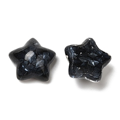 Noir Cabochons transparents en résine époxy, avec des paillettes en pvc, étoiles, noir, 16x16x8.5mm