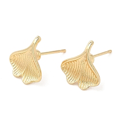 Light Gold Ginkgo Leaf Alloy Stud Earrings for Women, with 304 Stainless Steel Steel Pin, Cadmium Free & Lead Free, Light Gold, 12x11mm