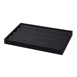 Black Wood Pendant Displays, Rectangle, Cover with Cloth, Black, 35x24x3cm