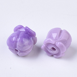 Orchid Synthetic Coral Beads, Dyed, Two Tone, Tulip, Orchid, 8.5x8mm, Hole: 1.5mm