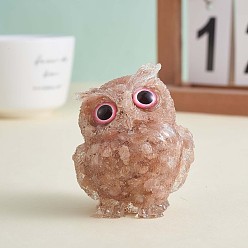 Pearl Pink Crystal Owl Figurine Collectible, Crystal Owl Glass Figurine, Crystal Owl Figurine Ornament, for Home Office Decor Gifts Owl Lovers, Pearl Pink, 60x51x43mm