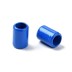 Blue Column Rack Plating Spray Painted Alloy Beads for Jewelry Making, Cadmium Free & Nickel Free & Lead Free, Blue, 6.5x4.5mm, Hole: 3.3mm