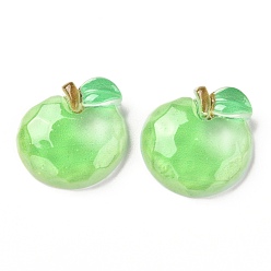 Lime Transparent Resin Decoden Cabochons, Apple, Lime, 20x19.5x6mm