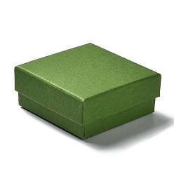 Lime Green Cardboard Jewelry Set Boxes, with Sponge Inside, Square, Lime Green, 7.2x7.25x3.2cm