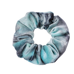 Turquoise Pâle Accessoires de cheveux élastiques en tissu tie dye, pour les filles ou les femmes, chouchou / élastiques à cheveux chouchous, turquoise pale, 160mm