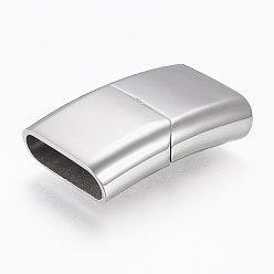 Stainless Steel Color 304 Stainless Steel Magnetic Clasps with Glue-in Ends, Rectangle, Stainless Steel Color, 29x18x7mm, Hole: 5x16.5mm