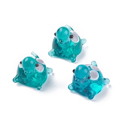 Dark Turquoise Handmade Lampwork Beads, Turtle, Dark Turquoise, 18.5~20x14.5~17.5x16.5mm, Hole: 1.8mm