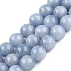 Light Steel Blue Natural Dyed Yellow Jade Beads Strands, Round, Light Steel Blue, 8.5mm, Hole: 1mm, about 40pcs/strand, 15.55 inch(39.5cm)