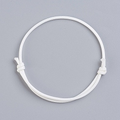 Blanco Cable de la toma de la pulsera de poliéster encerado coreano, blanco, de diámetro ajustable: 40~70 mm
