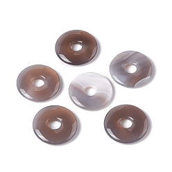 Agate Gris Agate pendentifs gris, breloque disque beignet/pi, 29~30x5~6mm, Trou: 6~7mm