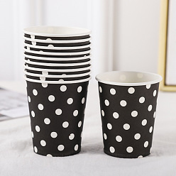Black Polka Dot Pattern Disposable Party Paper Cups, for Birthday Party Supplies, Black, 75x85mm