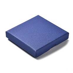 Bleu Boîtes d'ensemble de bijoux en carton, avec une éponge à l'intérieur, carrée, bleu, 8~8.1x8~8.1x1.55~1.65 cm