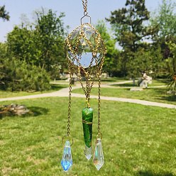 Green K9 Glass Pendant Decorations, Hanging Suncatchers, for Home Garden Decorations, Cone & Bullet, Green, 270~280mm