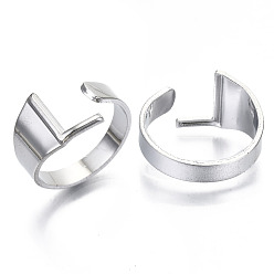 Letter L Alloy Cuff Finger Rings, Cadmium Free & Nickel Free & Lead Free, Alphabet, Platinum, Letter.L, US Size 8(18.1mm)