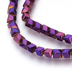 Purple Plated Electroplated Non-magnetic Synthetic Hematite Beads Strands, Polish, Purple Plated, 6x5.5x6mm, Hole: 1mm, about 74pcs/strand, 15.94 inch(40.5cm)