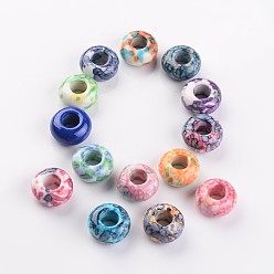 Mixed Color Dyed Rondelle Natural Ocean White Jade Beads, Large Hole Beads, Mixed Color, 15x8mm, Hole: 6mm