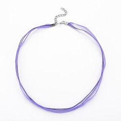 Azul de la Pizarra  Media Cuerda del collar joyería que hace, con hilos 2 encerados cordón, cinta de organza y fornituras de hierro, azul pizarra medio, 17 pulgada