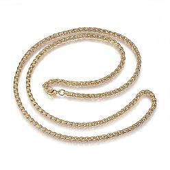 Golden 304 Stainless Steel Wheat Chain Necklaces, with Lobster Claw Clasps, Golden, 27.6 inch(70cm), 4mm